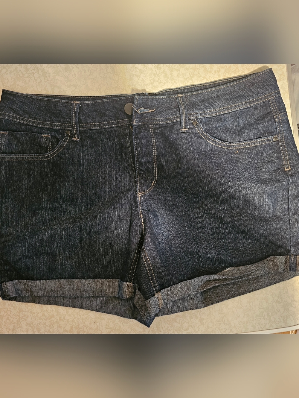 Faded Glory Dark Blue Denim Cuffed Jean Shorts Sz. 14